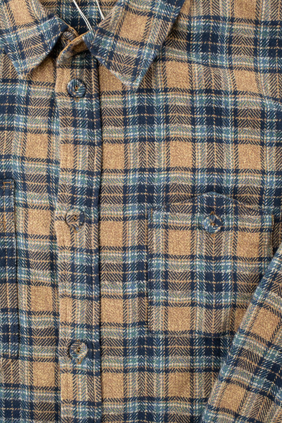 2229-BE - Woven Tweed Check Double Pocket Shirt - Beige