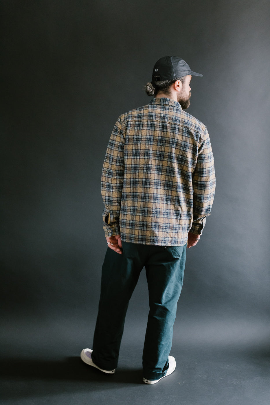 2229-BE - Woven Tweed Check Double Pocket Shirt - Beige