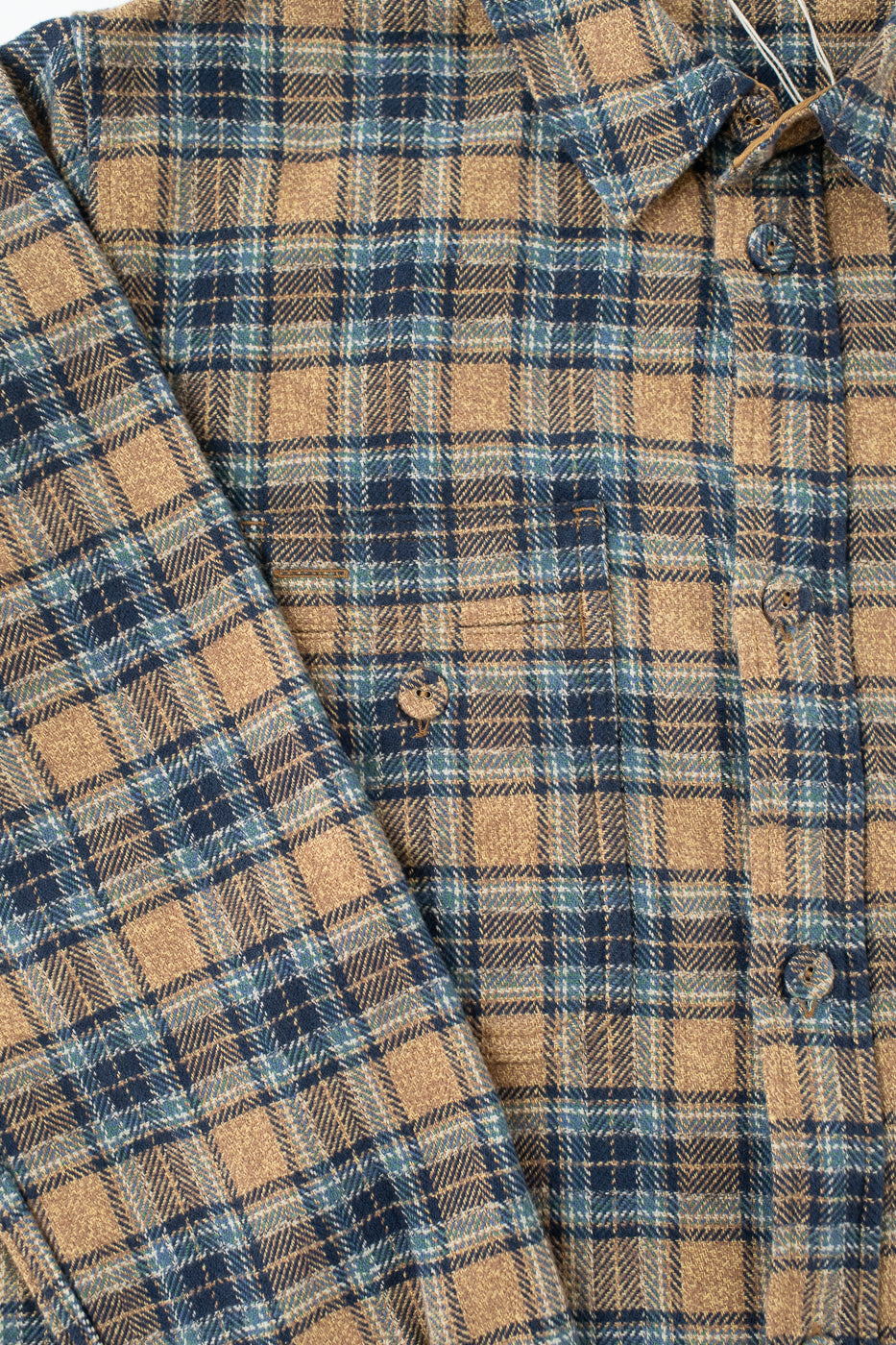 2229-BE - Woven Tweed Check Double Pocket Shirt - Beige