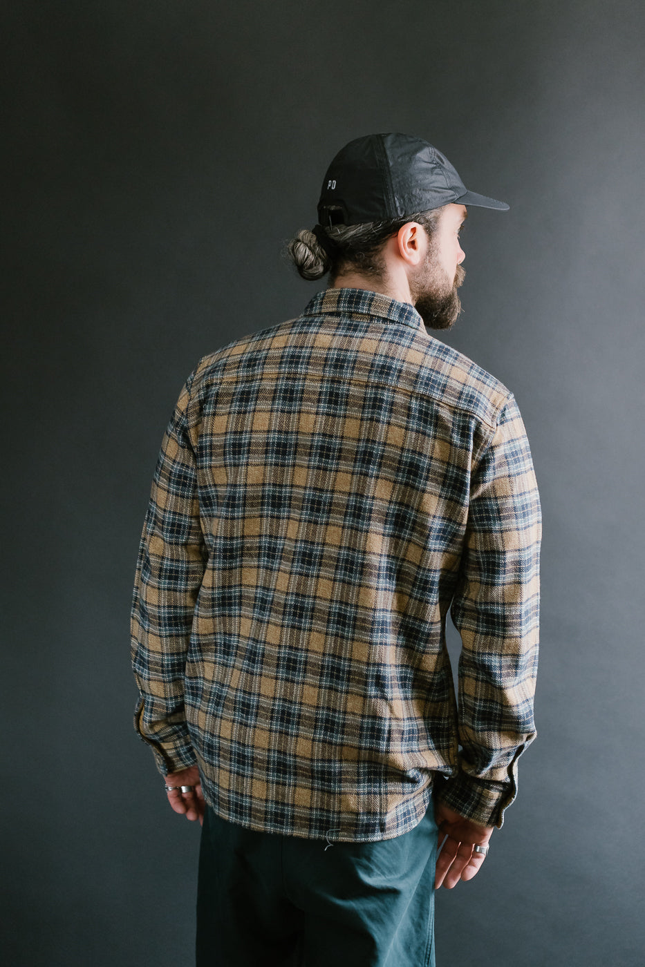 2229-BE - Woven Tweed Check Double Pocket Shirt - Beige