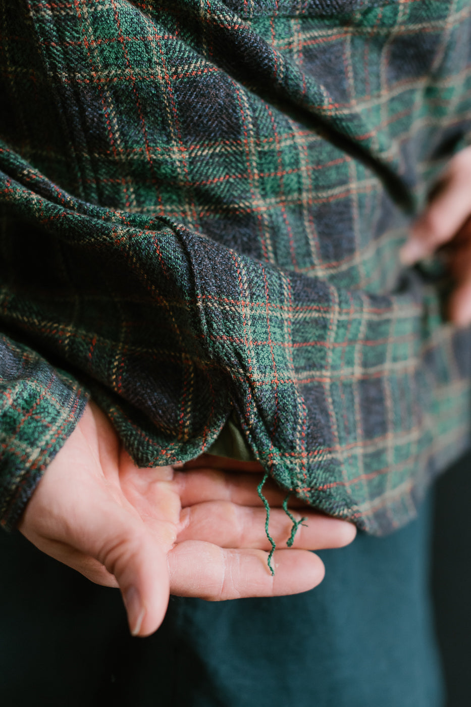 2229-GR - Woven Tweed Check Double Pocket Shirt - Green
