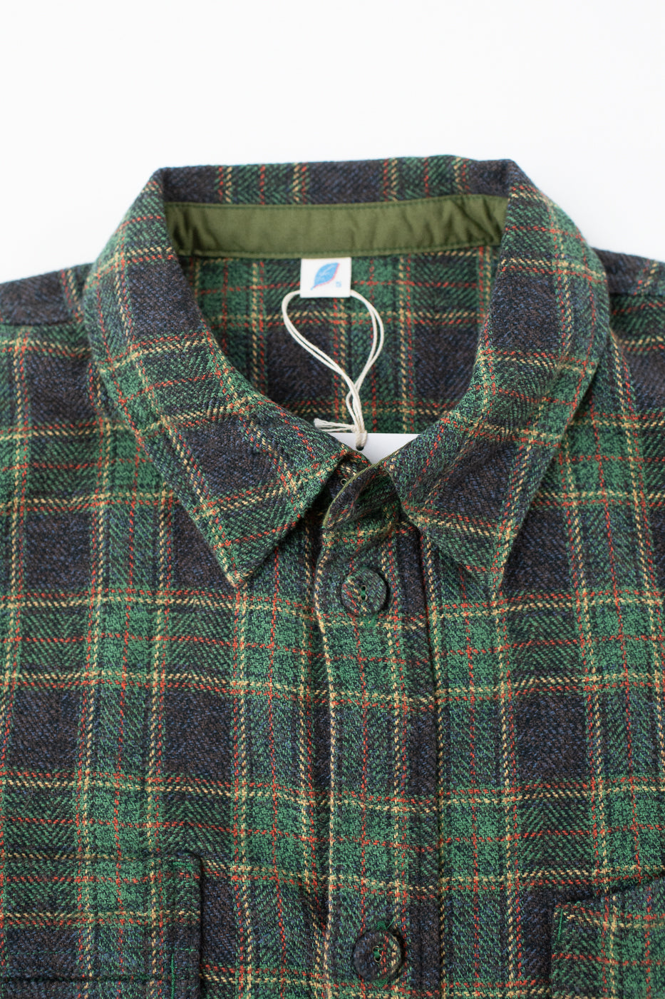 2229-GR - Woven Tweed Check Double Pocket Shirt - Green