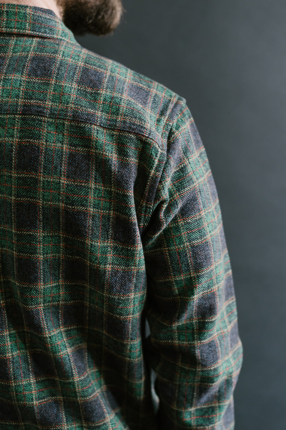 2229-GR - Woven Tweed Check Double Pocket Shirt - Green