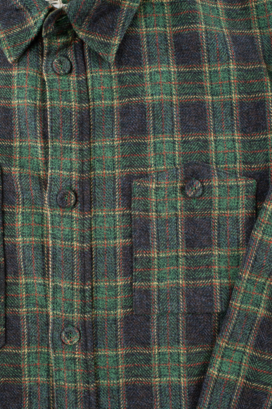 2229-GR - Woven Tweed Check Double Pocket Shirt - Green