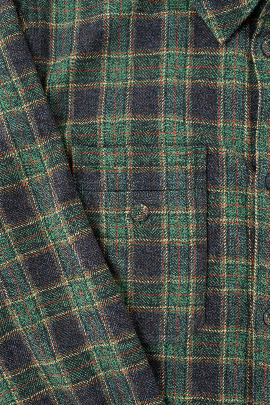 2229-GR - Woven Tweed Check Double Pocket Shirt - Green