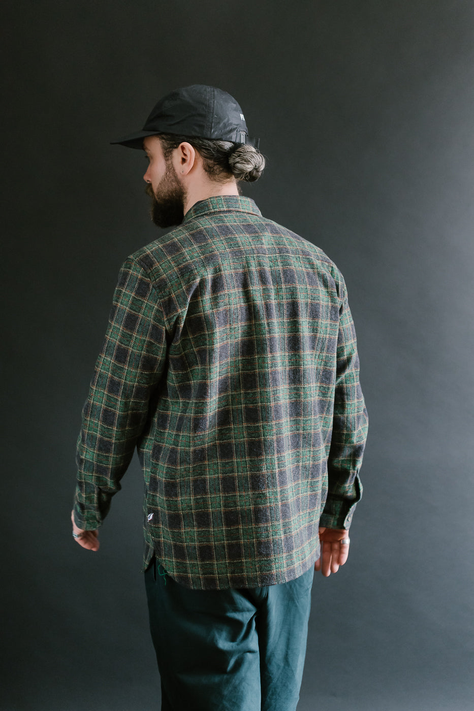 2229-GR - Woven Tweed Check Double Pocket Shirt - Green