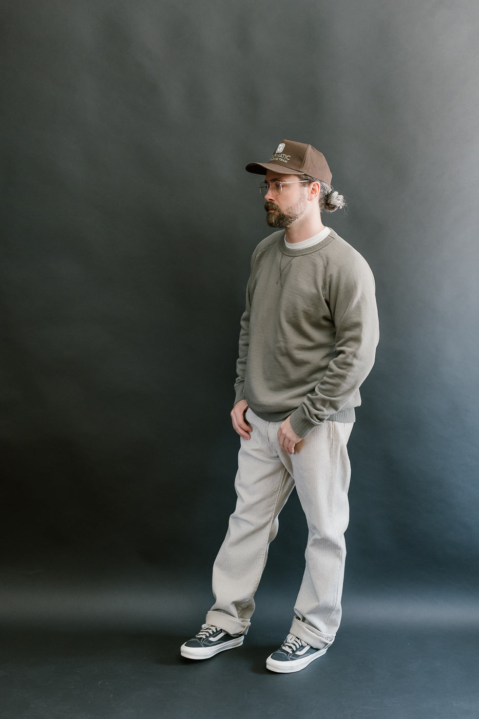 1178-IV - Sashiko Denim Regular Fit - Ivory x Beige