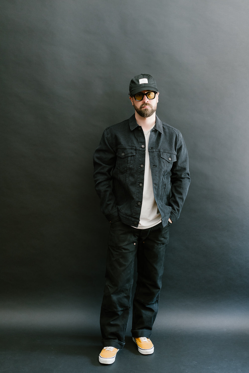 6118-BK - Sashiko Type III Jacket - Black x Grey
