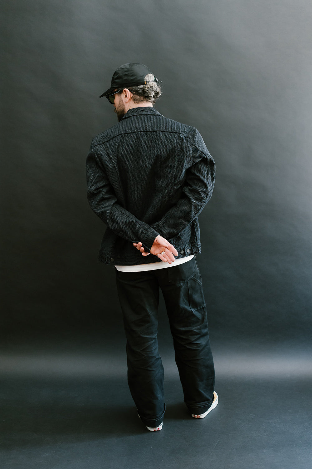6118-BK - Sashiko Type III Jacket - Black x Grey