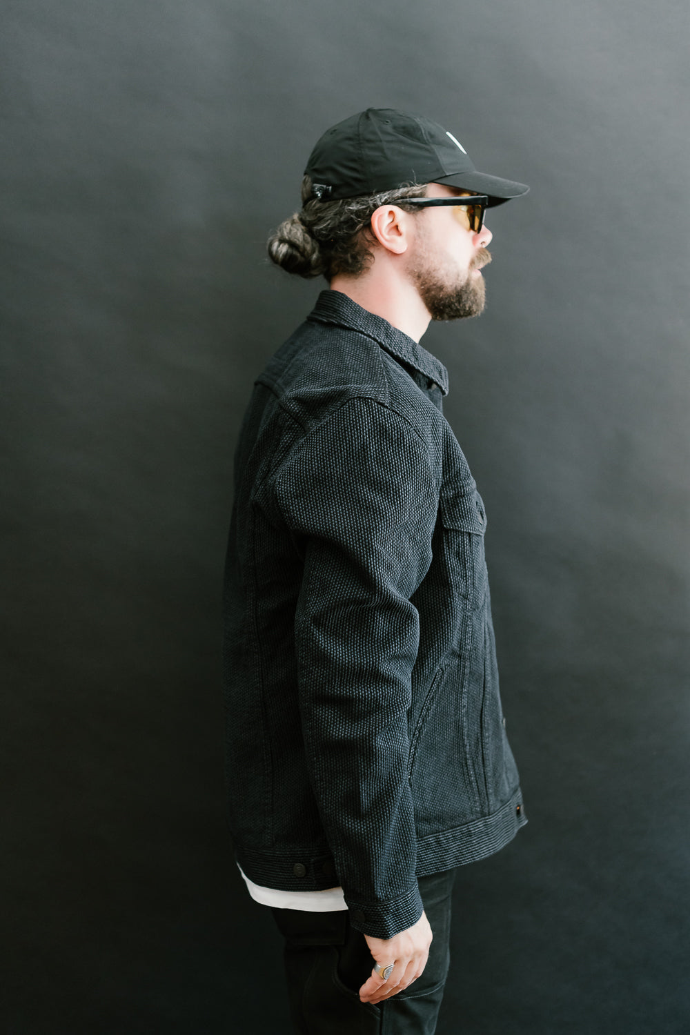 6118-BK - Sashiko Type III Jacket - Black x Grey