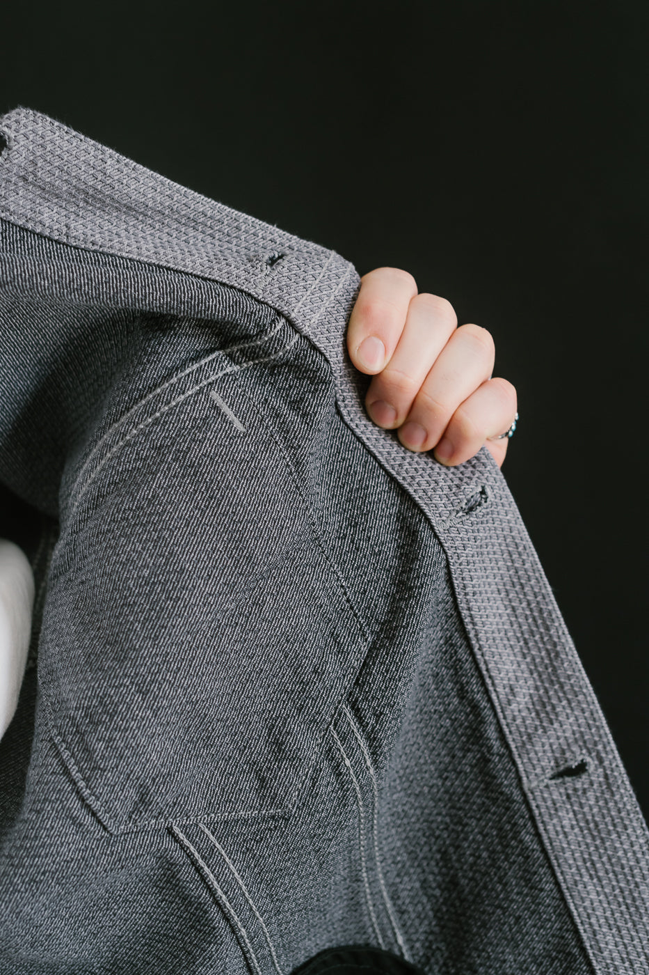 6221-GRY - Sashiko Type III Jacket - Gray x Black
