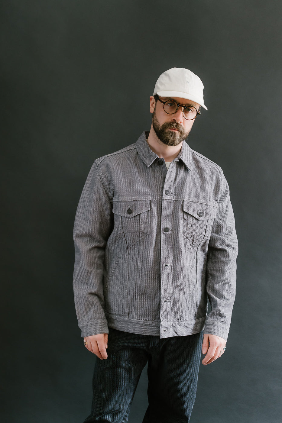 6221-GRY - Sashiko Type III Jacket - Gray x Black