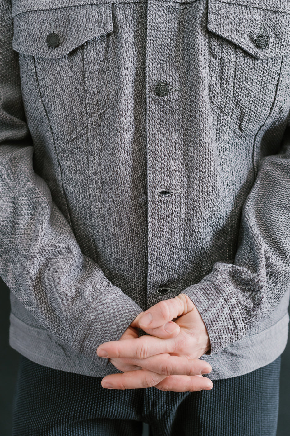 6221-GRY - Sashiko Type III Jacket - Gray x Black