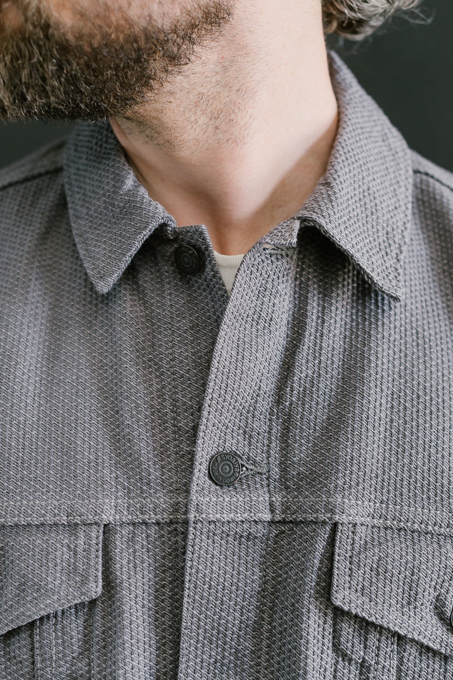 6221-GRY - Sashiko Type III Jacket - Gray x Black
