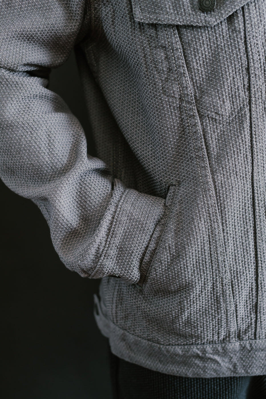 6221-GRY - Sashiko Type III Jacket - Gray x Black