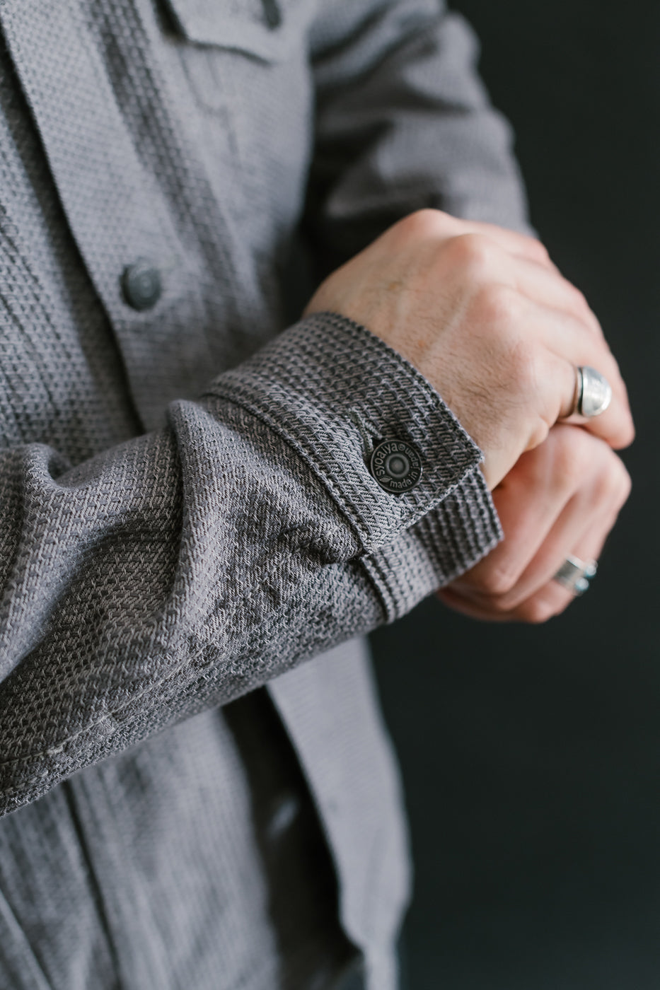 6221-GRY - Sashiko Type III Jacket - Gray x Black