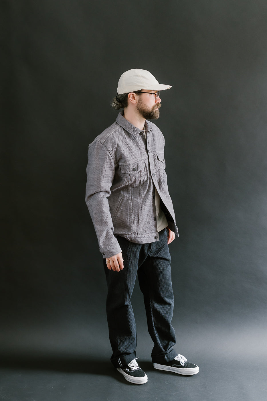 6221-GRY - Sashiko Type III Jacket - Gray x Black