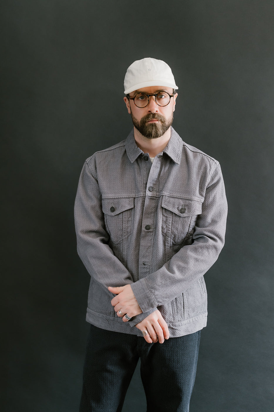 6221-GRY - Sashiko Type III Jacket - Gray x Black