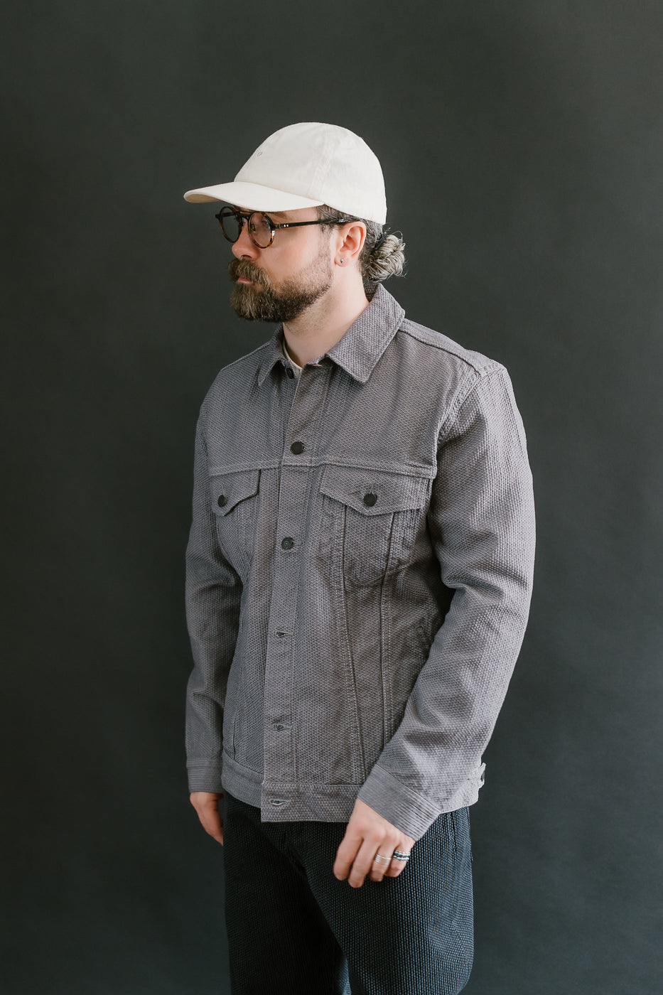 6221-GRY - Sashiko Type III Jacket - Gray x Black