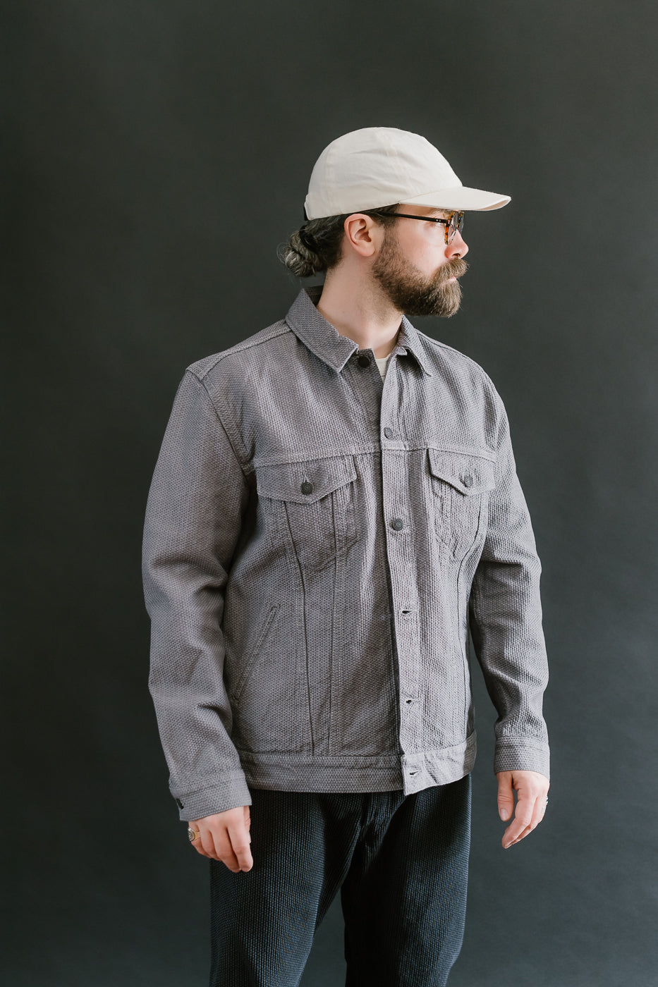 6221-GRY - Sashiko Type III Jacket - Gray x Black