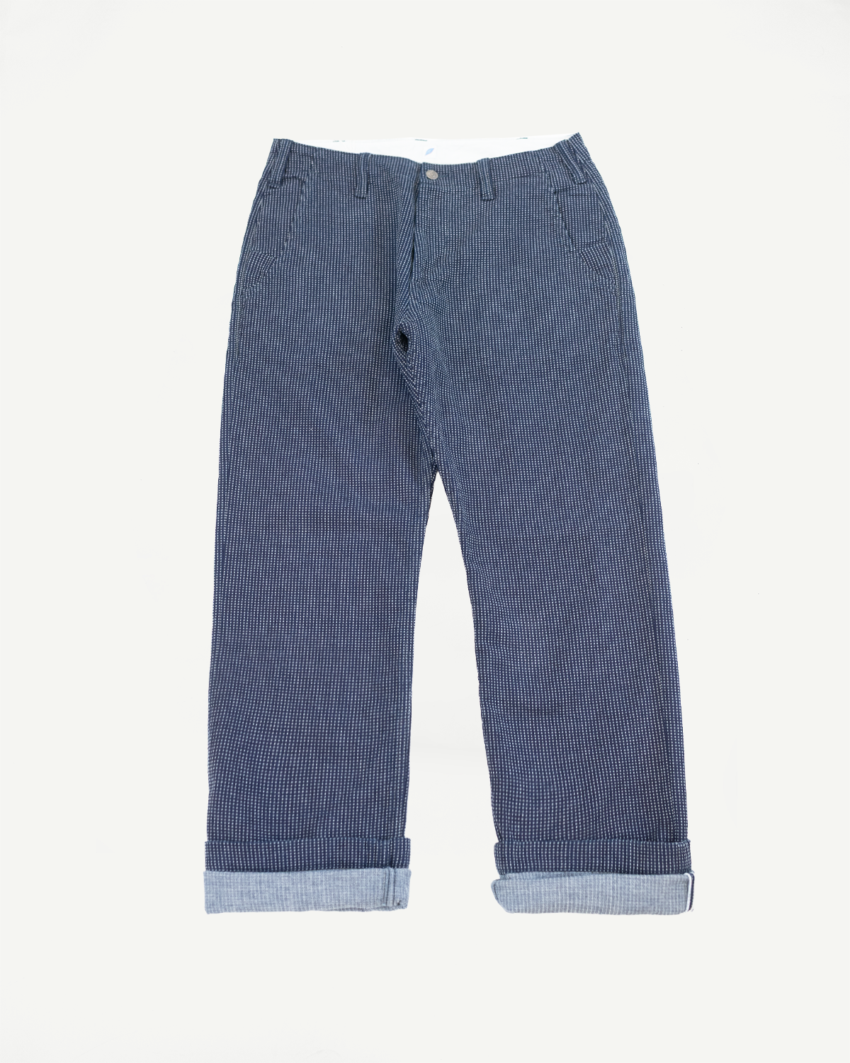 LP-1180-2 - Stitch Stripe Sashiko Comfortable Trousers - Indigo x Thin Stripe