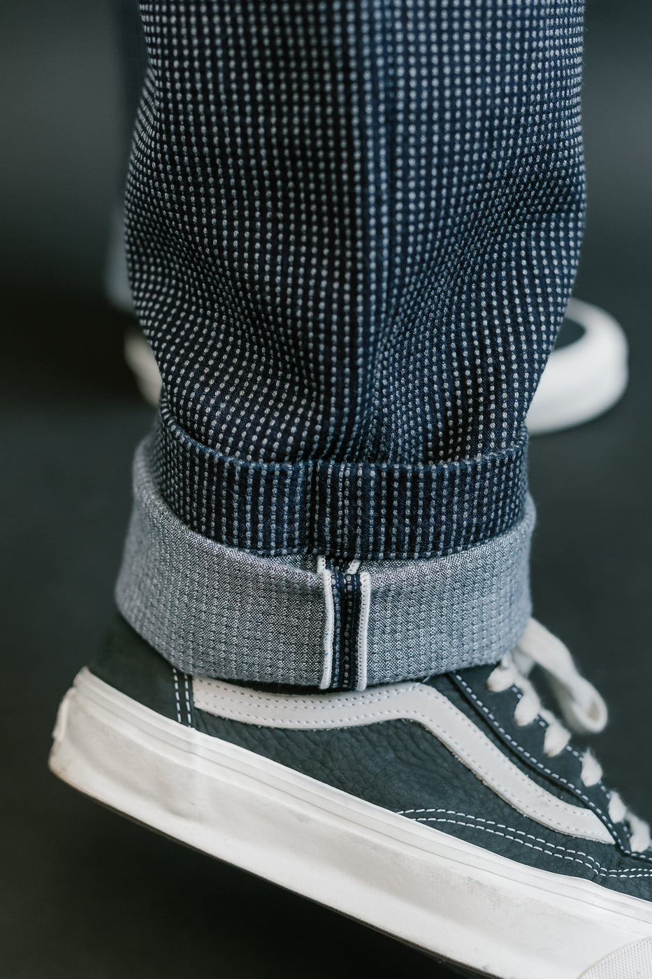 LP-1180-2 - Stitch Stripe Sashiko Comfortable Trousers - Indigo x Thin Stripe