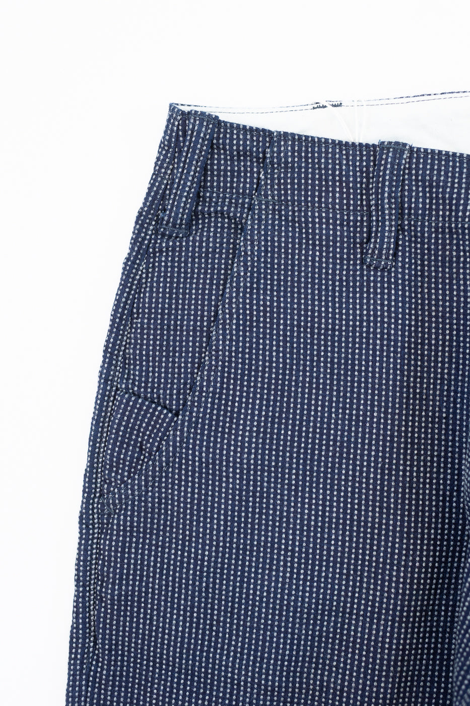 LP-1180-2 - Stitch Stripe Sashiko Comfortable Trousers - Indigo x Thin Stripe