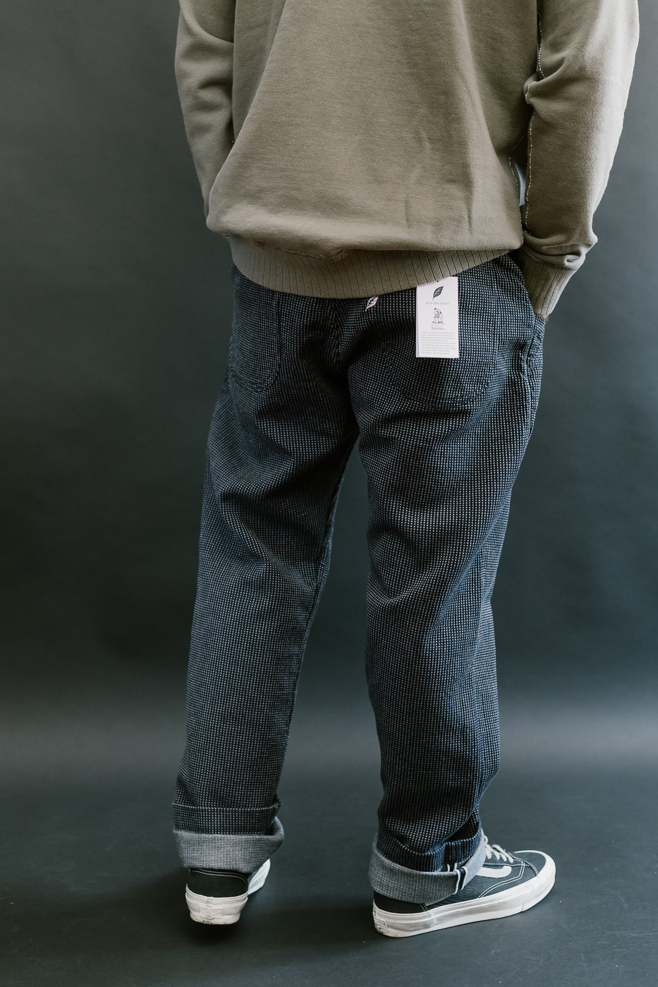LP-1180-2 - Stitch Stripe Sashiko Comfortable Trousers - Indigo x Thin Stripe