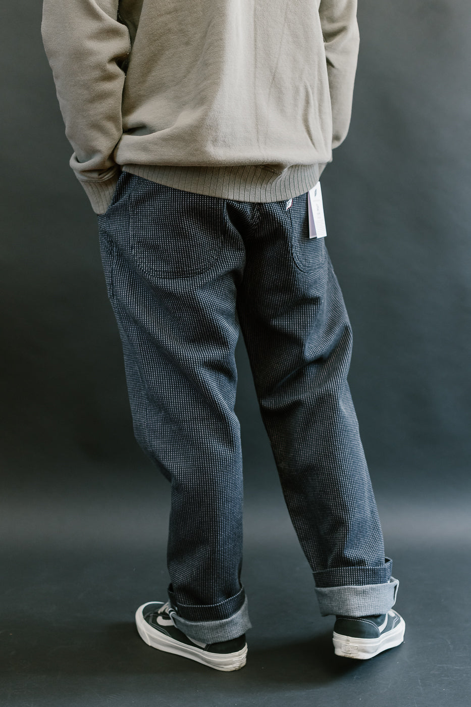 LP-1180-2 - Stitch Stripe Sashiko Comfortable Trousers - Indigo x Thin Stripe