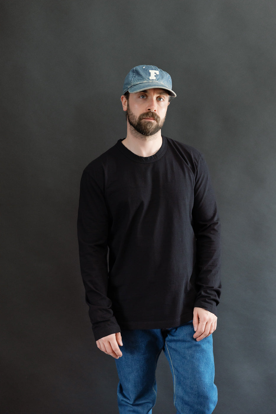 LS-5011-IDBK - Jersey Crew Neck Long Sleeve T-shirt - Black Indigo