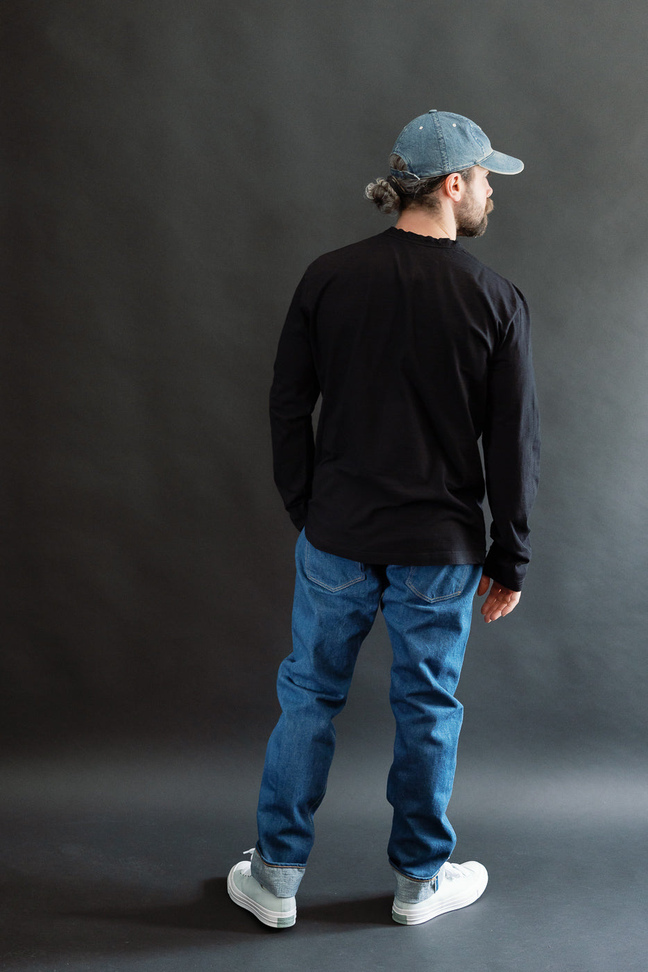 LS-5011-IDBK - Jersey Crew Neck Long Sleeve T-shirt - Black Indigo