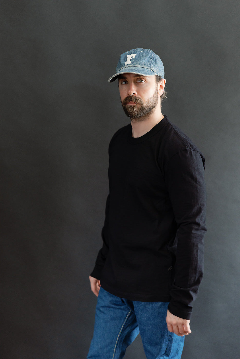 LS-5011-IDBK - Jersey Crew Neck Long Sleeve T-shirt - Black Indigo