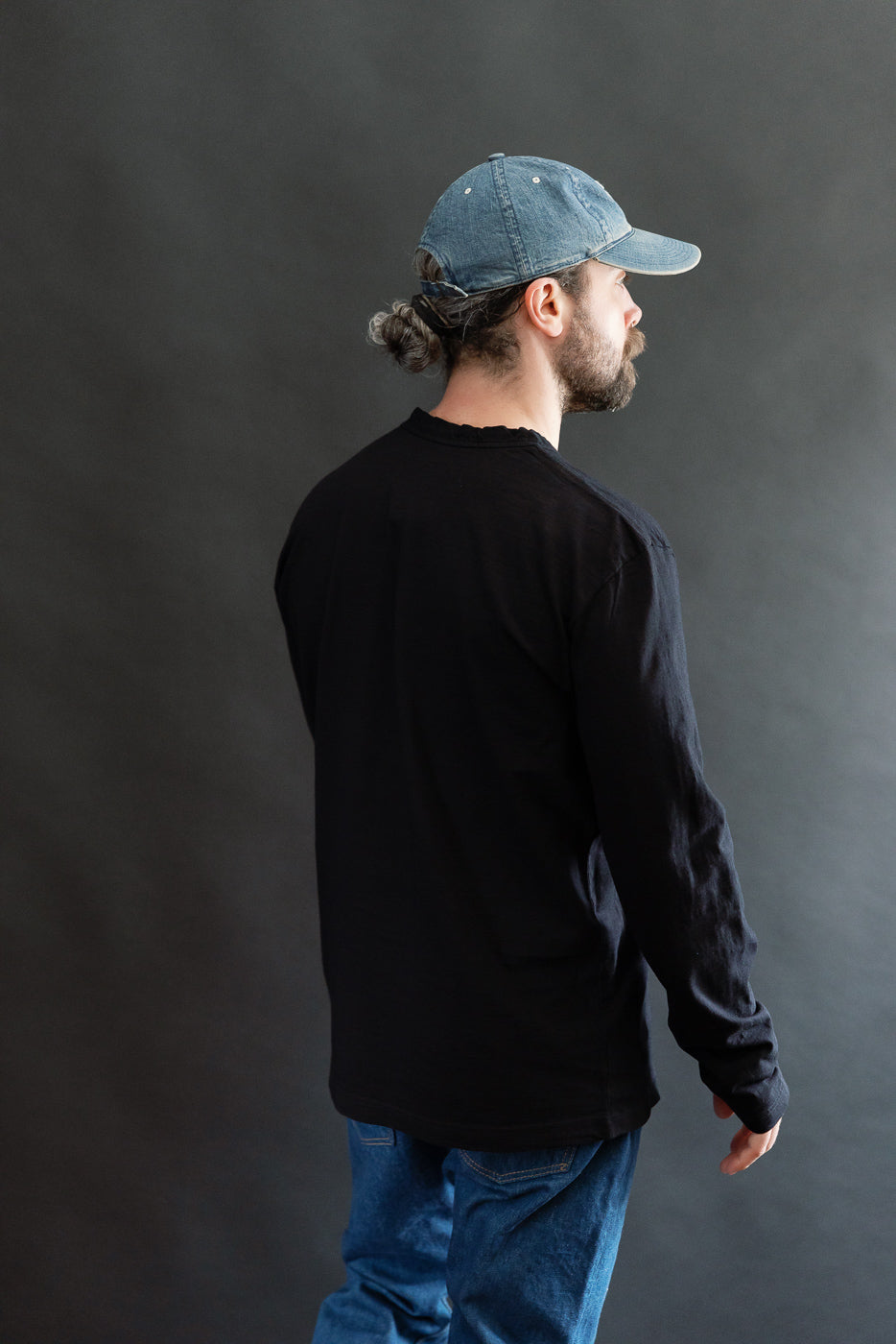 LS-5011-IDBK - Jersey Crew Neck Long Sleeve T-shirt - Black Indigo