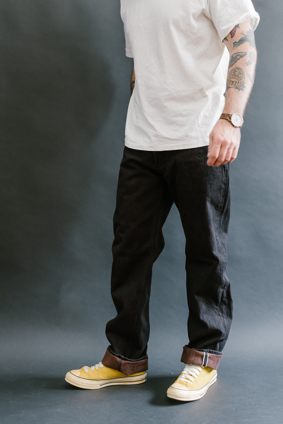 PER-EX-003-BK - 15oz Black x Kakishibu Selvedge Jeans - Regular Straight