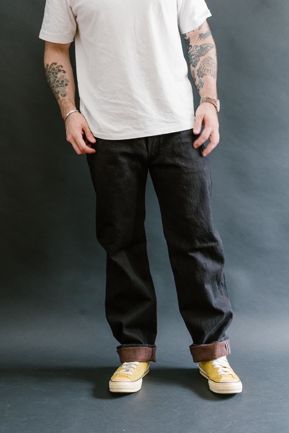 PER-EX-003-BK - 15oz Black x Kakishibu Selvedge Jeans - Regular Straight