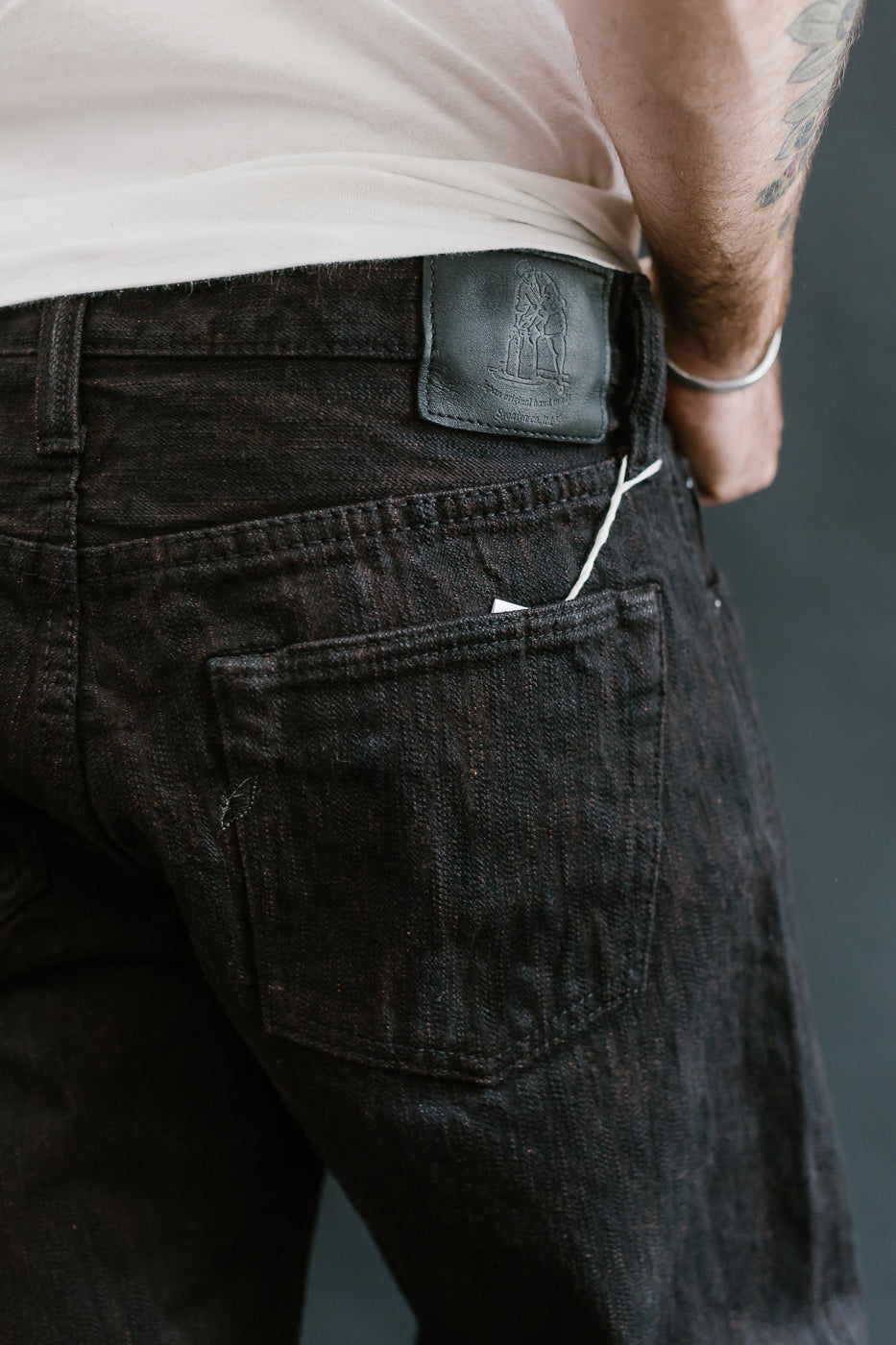 PER-EX-003-BK - 15oz Black x Kakishibu Selvedge Jeans - Regular Straight