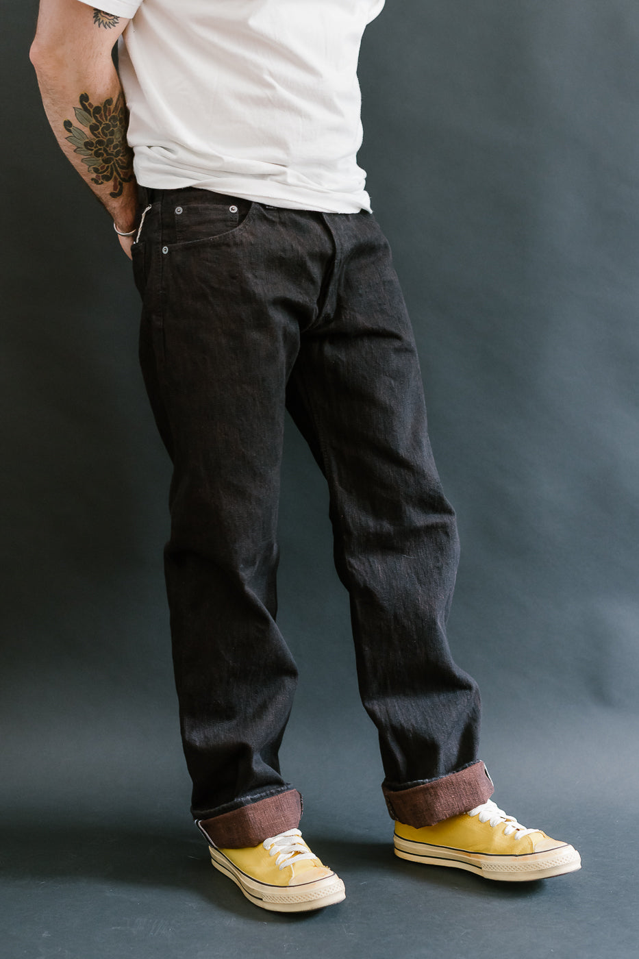 PER-EX-003-BK - 15oz Black x Kakishibu Selvedge Jeans - Regular Straight