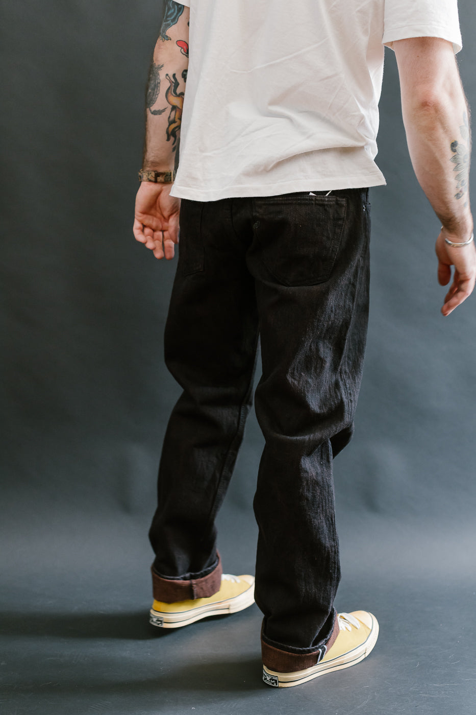 PER-EX-003-BK - 15oz Black x Kakishibu Selvedge Jeans - Regular Straight