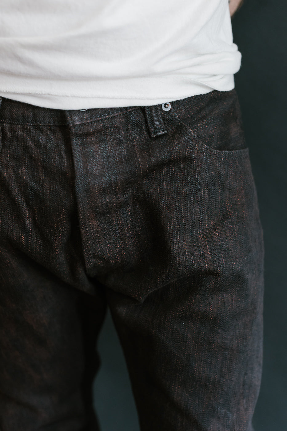 PER-EX-019-BK - 15oz Black x Kakishibu Selvedge Jeans - Relaxed Tapered