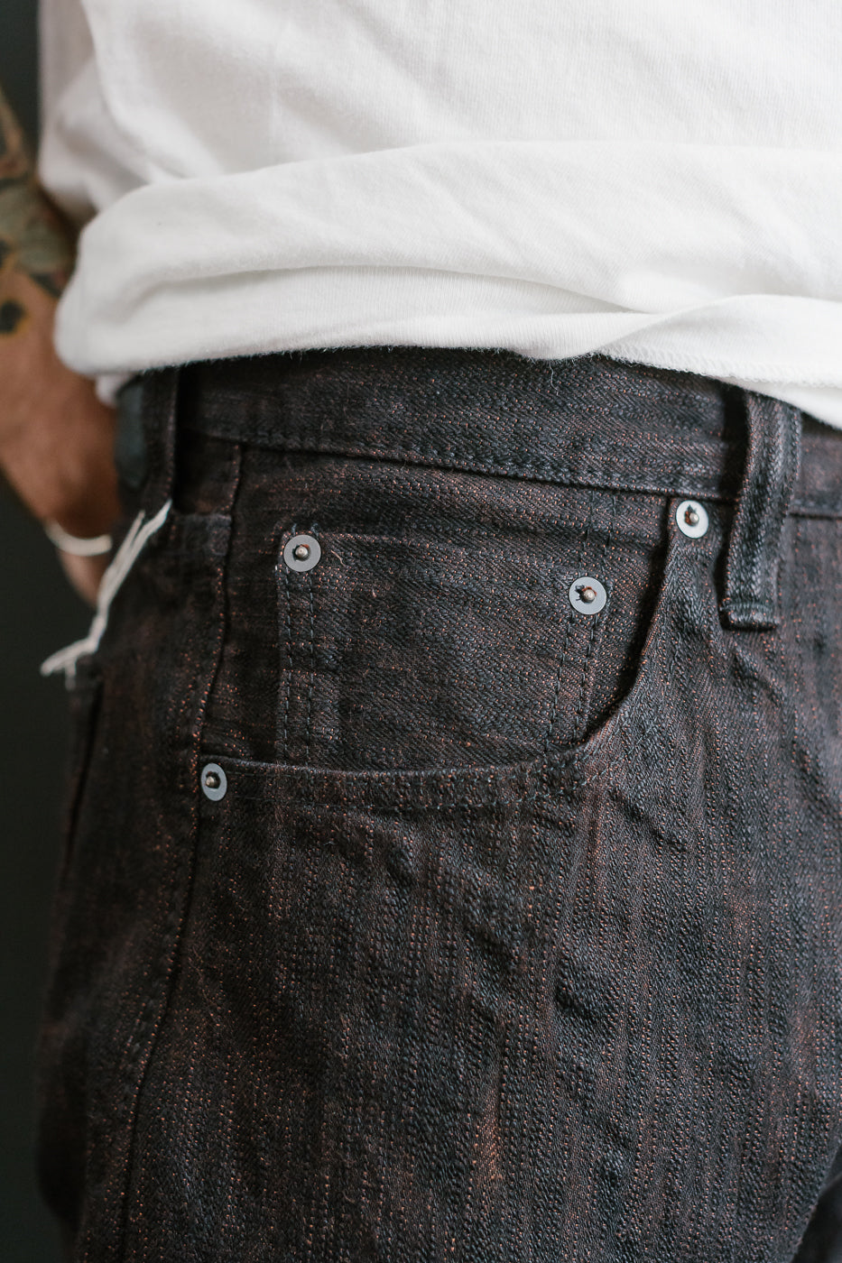 PER-EX-019-BK - 15oz Black x Kakishibu Selvedge Jeans - Relaxed Tapered