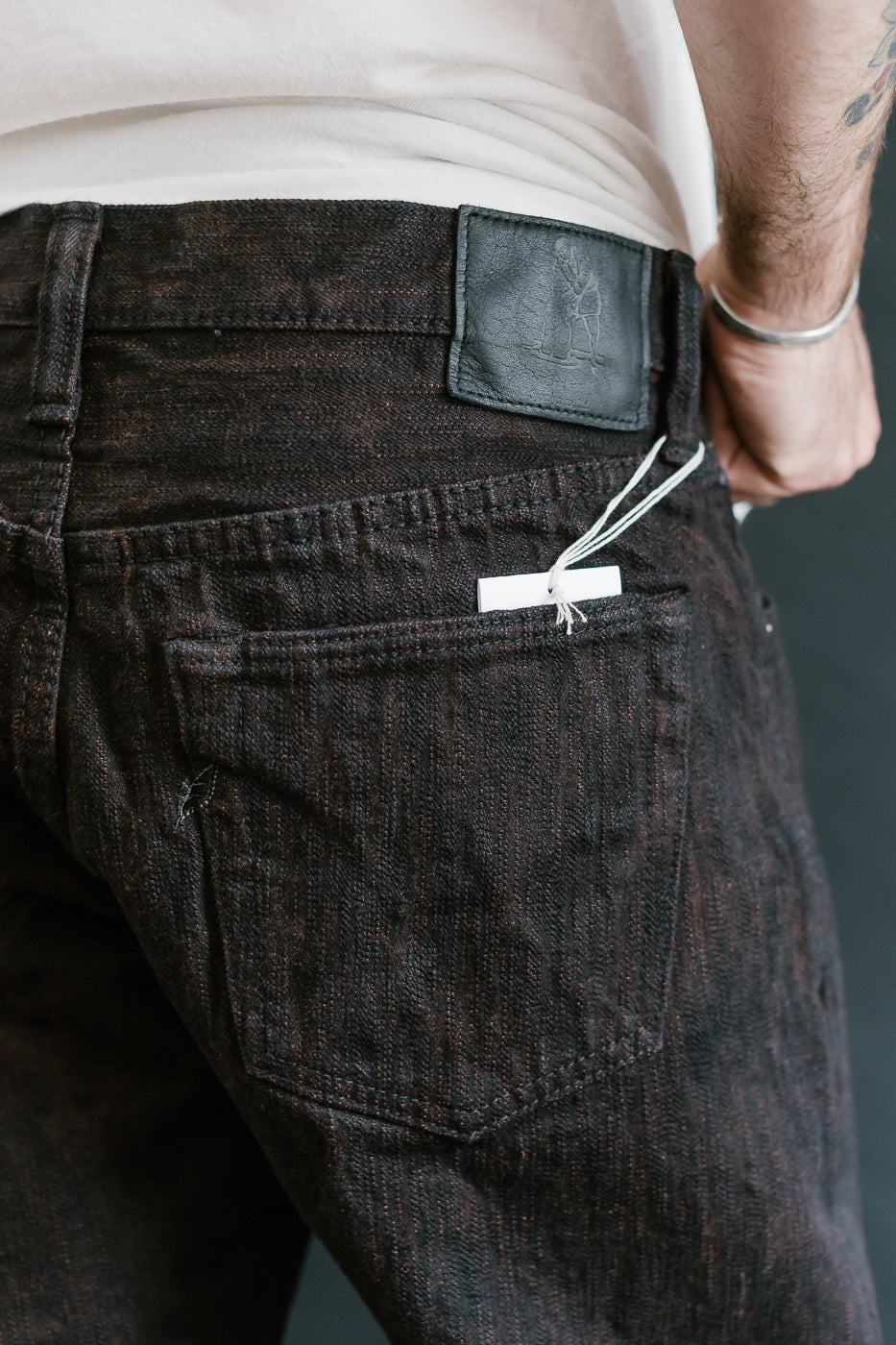 PER-EX-019-BK - 15oz Black x Kakishibu Selvedge Jeans - Relaxed Tapered