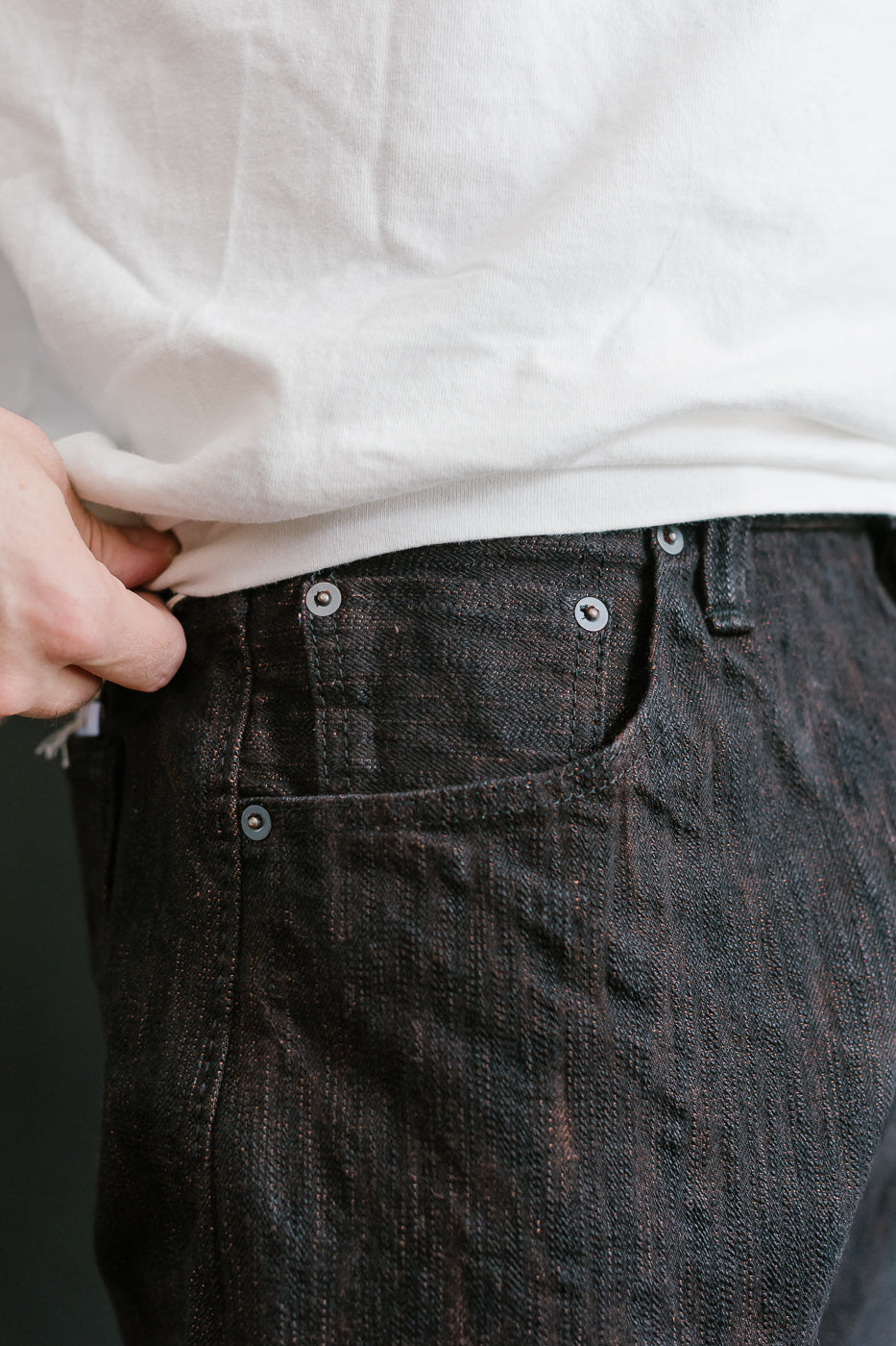 PER-EX-019-BK - 15oz Black x Kakishibu Selvedge Jeans - Relaxed Tapered