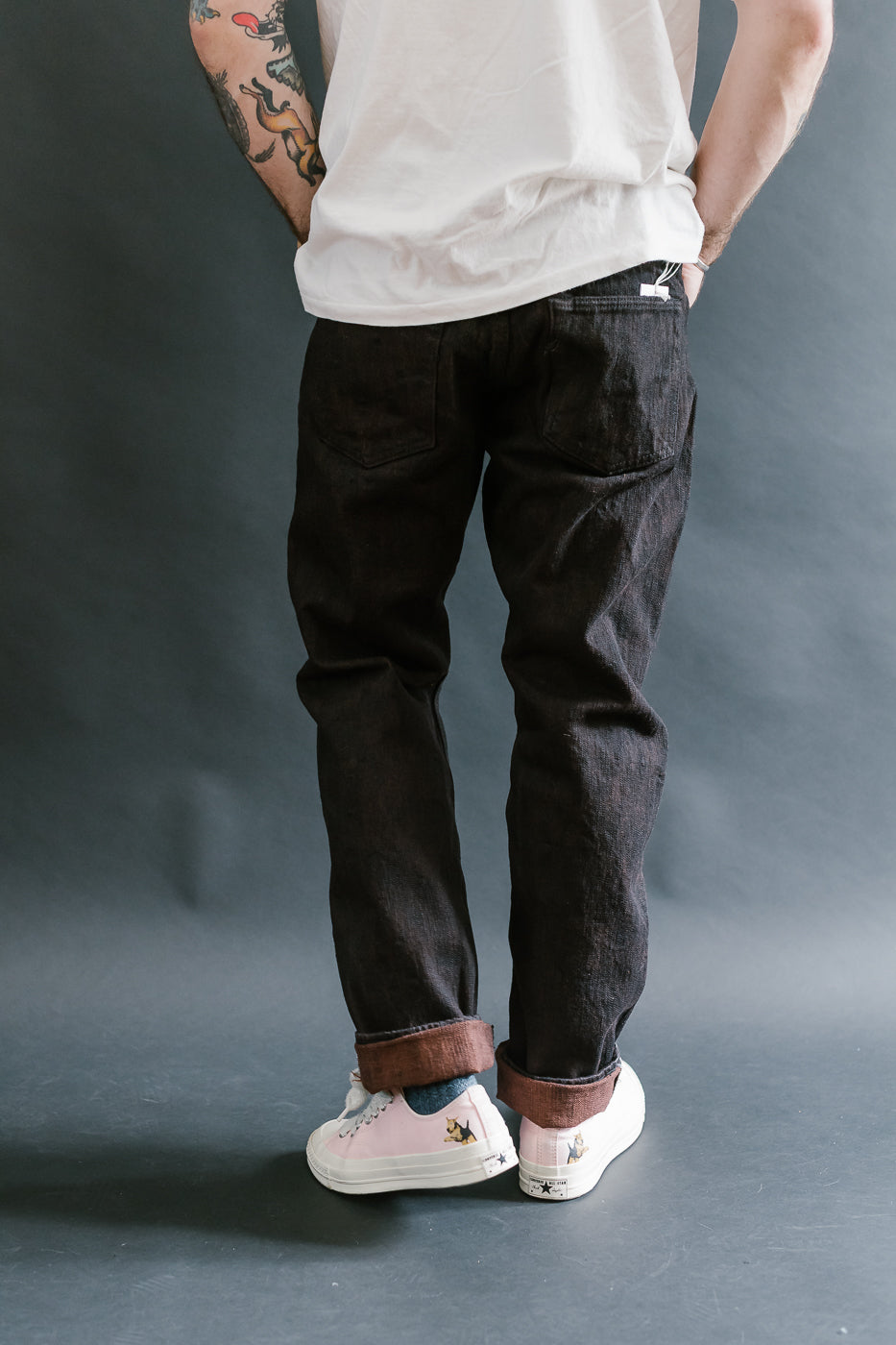 PER-EX-019-BK - 15oz Black x Kakishibu Selvedge Jeans - Relaxed Tapered