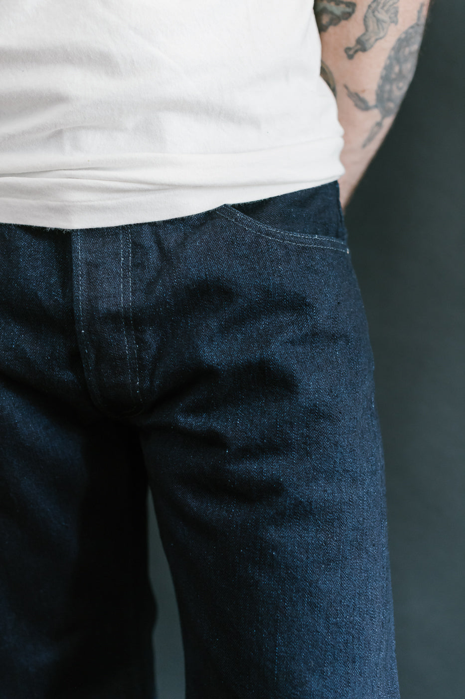 XX-003-IDBK - 14oz Indigo x Black Selvedge Jeans - Regular Straight