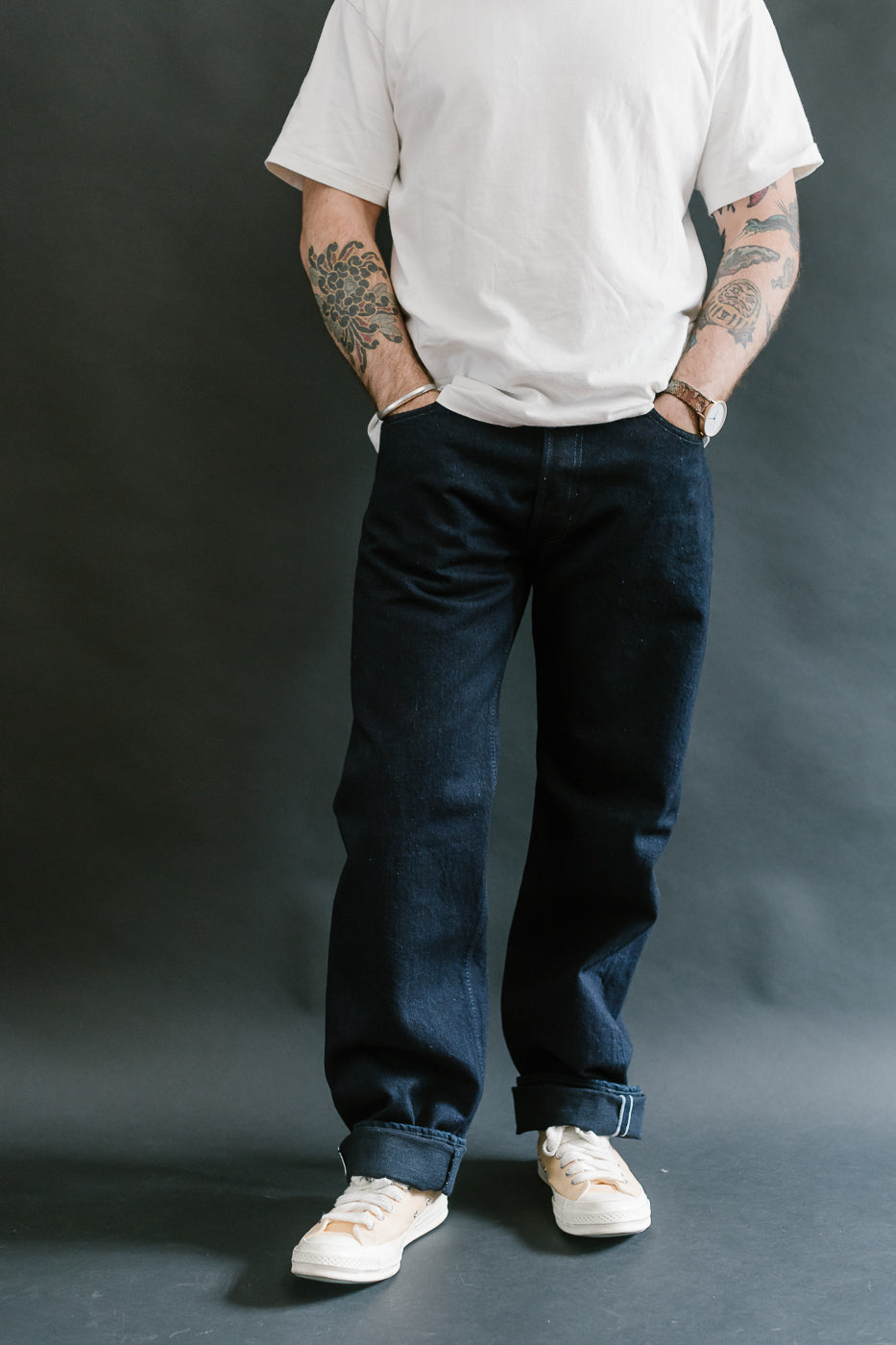 XX-003-IDBK - 14oz Indigo x Black Selvedge Jeans - Regular Straight
