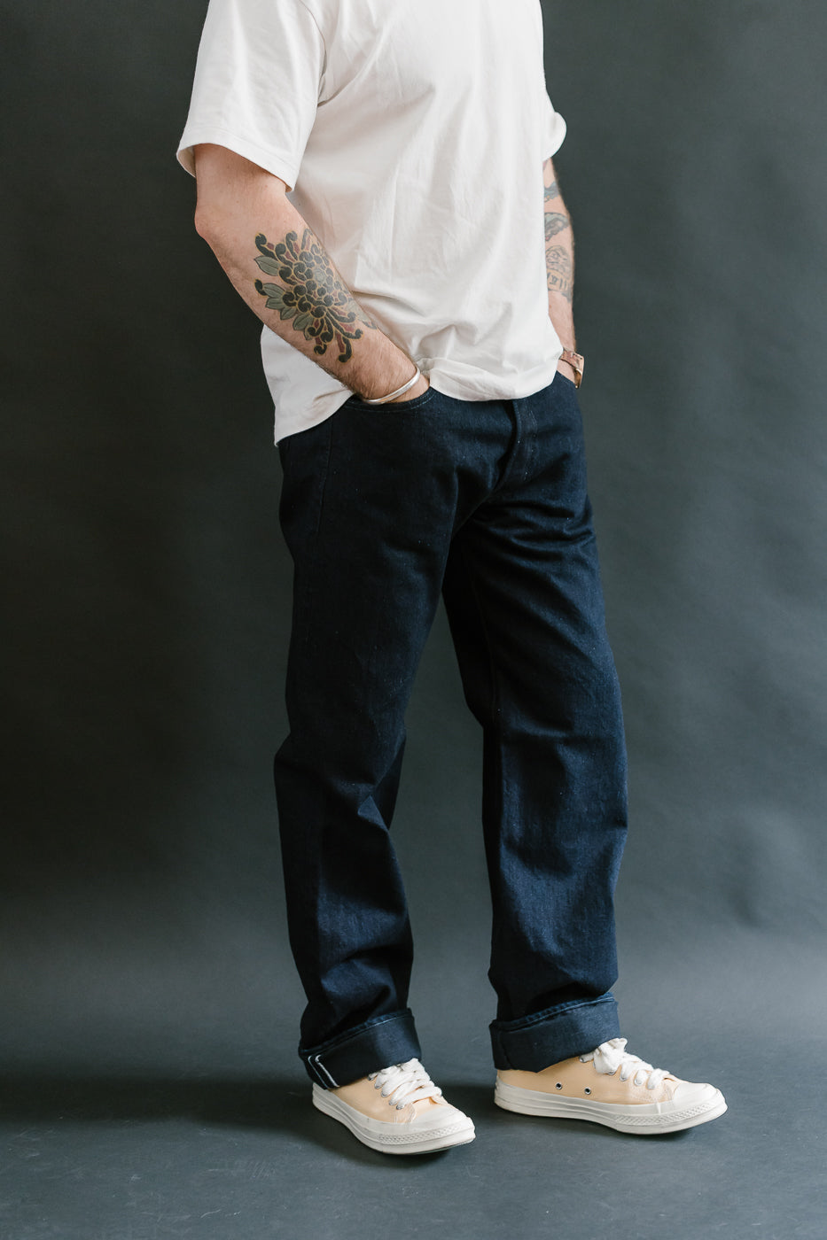 XX-003-IDBK - 14oz Indigo x Black Selvedge Jeans - Regular Straight