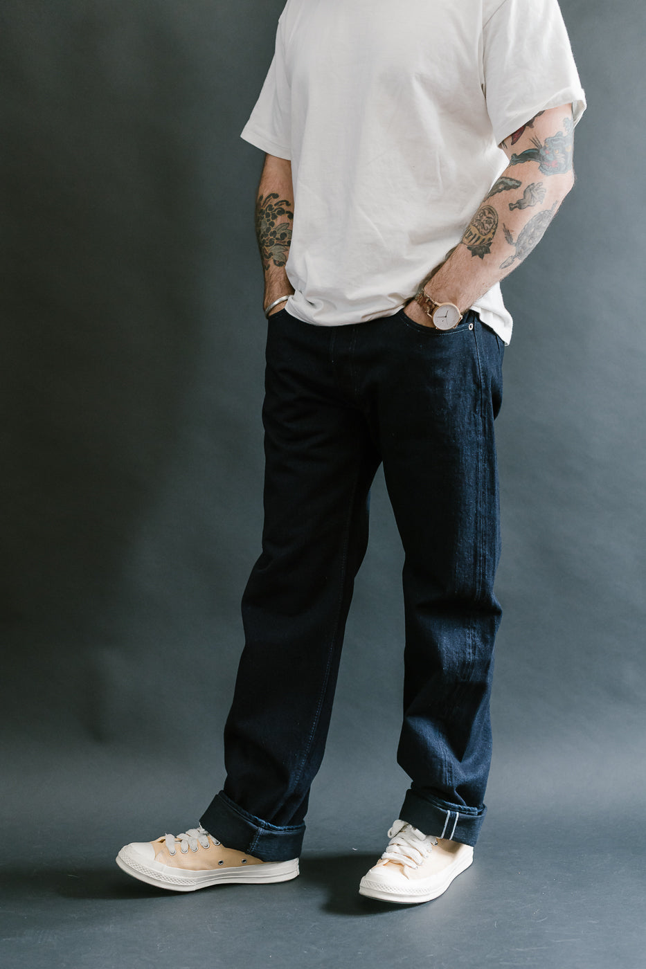 XX-003-IDBK - 14oz Indigo x Black Selvedge Jeans - Regular Straight