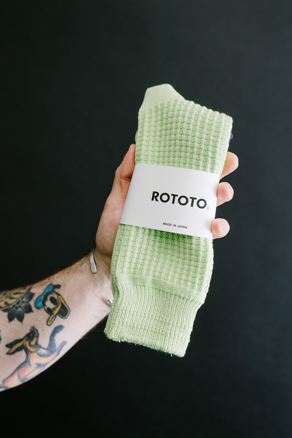 R1110 - Waffle Cotton Crew Sock - Lime