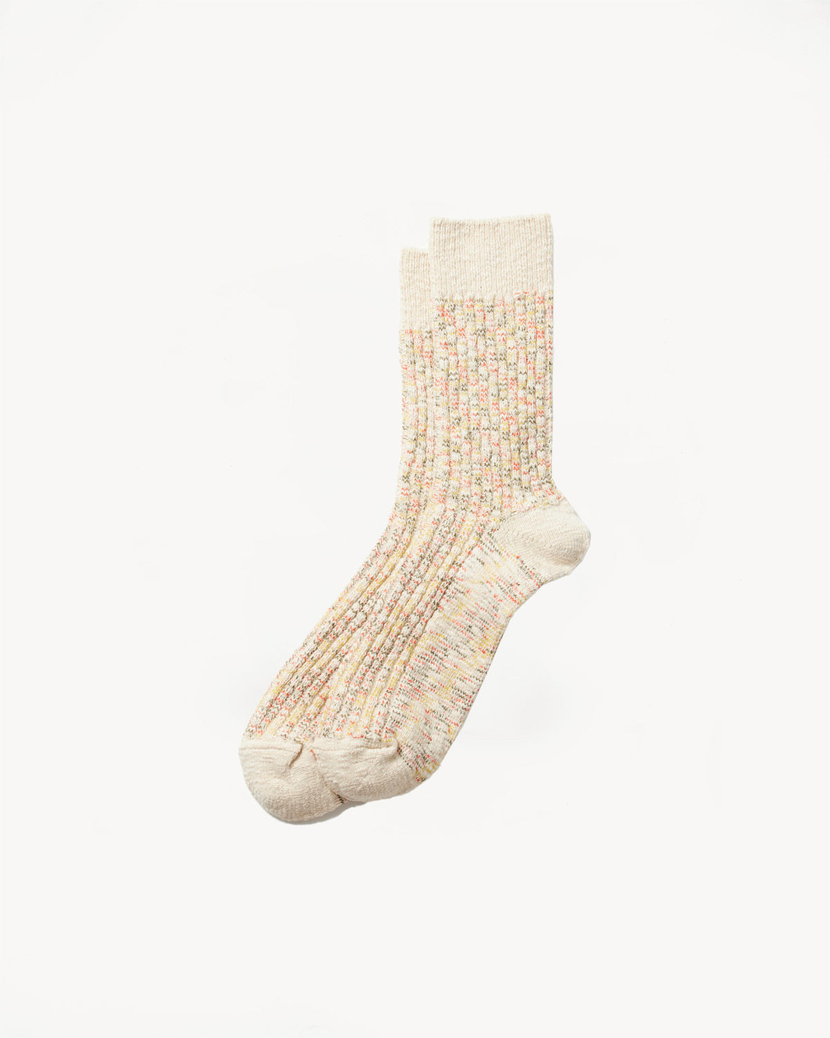 R1513 - Kasuri Ribbed Crew Socks - Yellow, Red