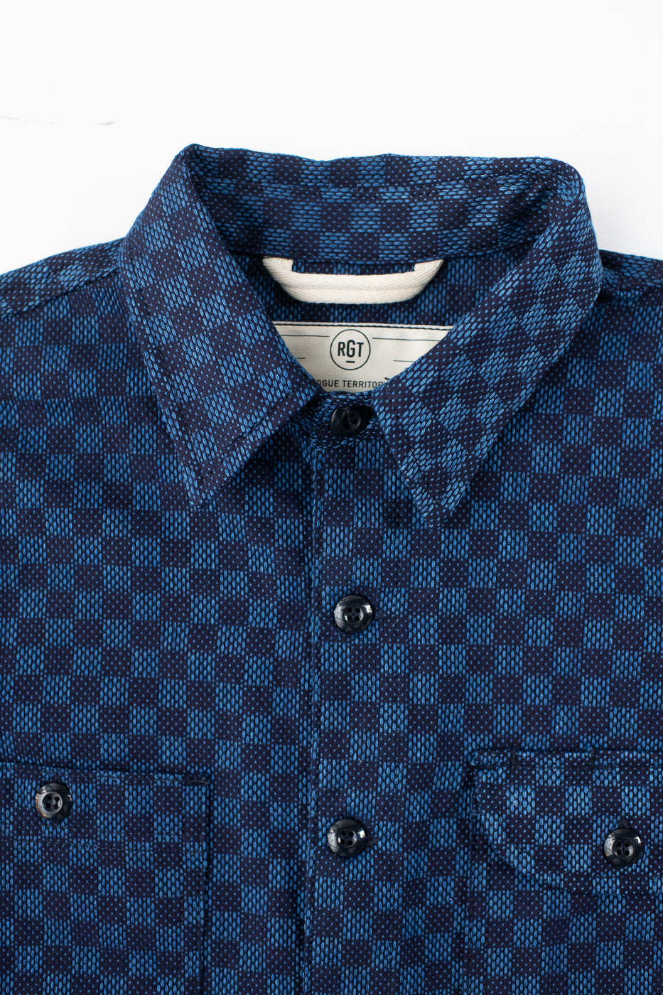 10oz - Dant x RGT - Sashiko Check Work Shirt - Indigo x Indigo